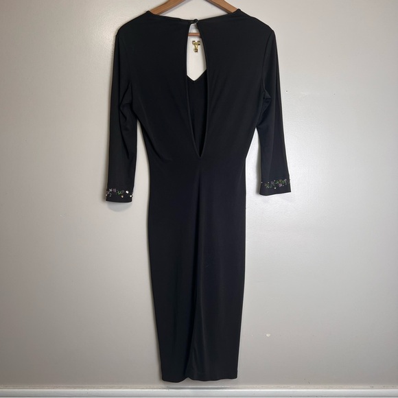 Versus Versace Black Midi Dress with Embroidered Cuffs Size 28/42 (USA 6) GUC - Picture 5 of 7